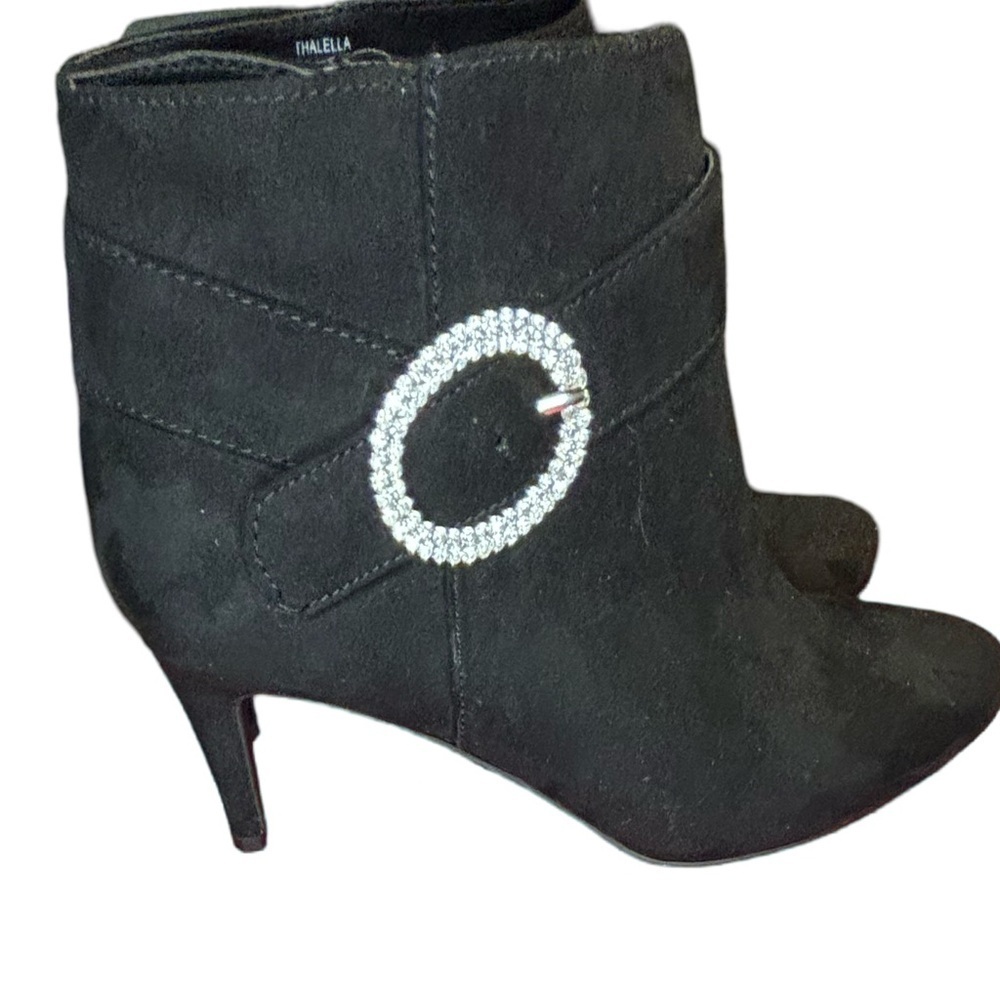New! Kelly & Katie Dressy Party Ankle Boots With Rhinestone Buckle Color Black